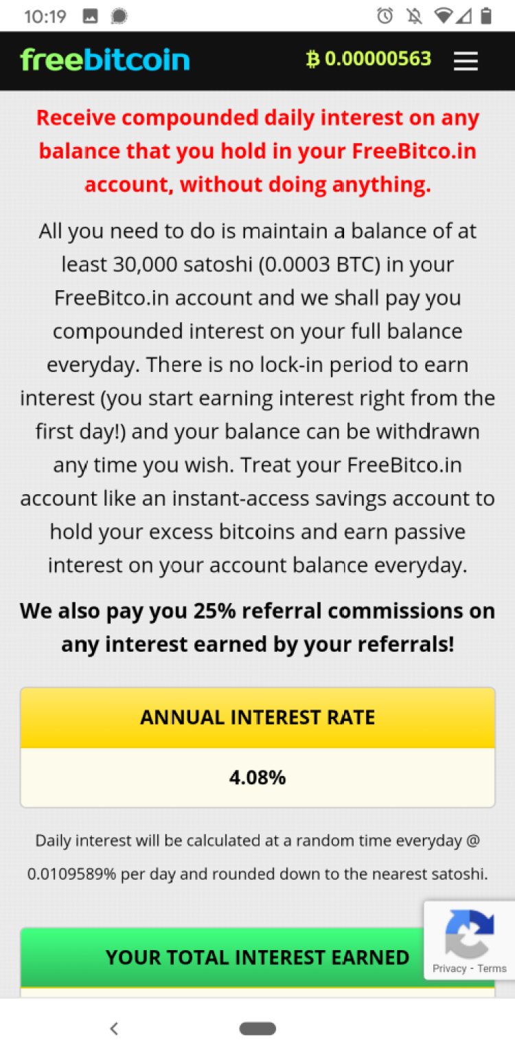 FreeBitco.in interest rates