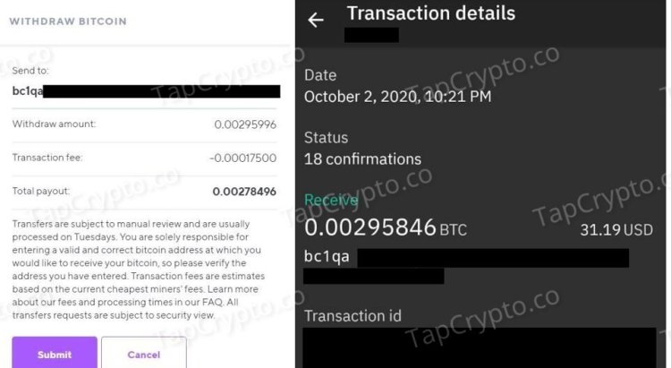Lolli Bitcoin Cashback Payment Proof 10-02-2020