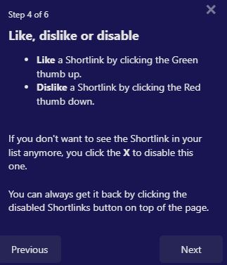 Like or dislike shortlinks