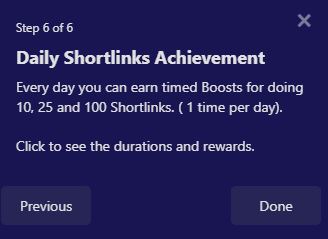 Shortlink achievements