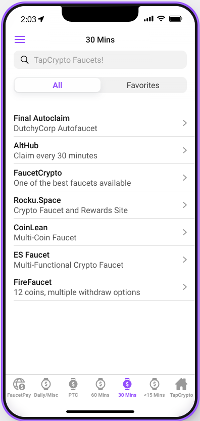 TapCrypto Mobile App Under 30 Minute Faucets